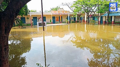 "Floodwaters enter Solapur schools; mid-day meals disrupted and school supplies washed away."