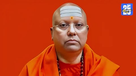Delhi Police taking Swami Chaitanyanand Saraswati into custody after sexual exploitation allegations by multiple students.