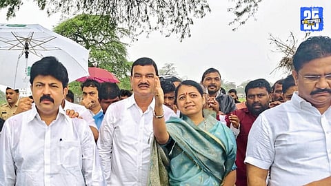 Agriculture Minister Dattatray Bharane assures farmers of pre-Diwali relief after reviewing flood-hit areas in Madha taluka.