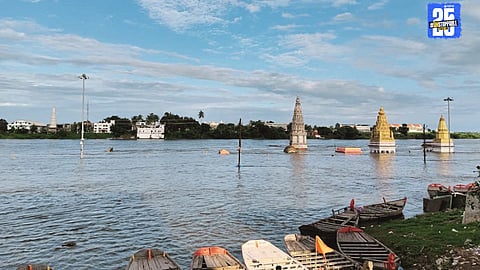 Chandrabhaga river at warning level after Ujani dam releases heavy discharge; flood threat persists in Solapur.