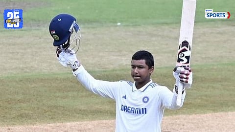 14-year-old Vaibhav Suryavanshi celebrates his record-breaking fastest U19 Test hundred in Australia.