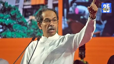 Uddhav Thackeray addressing the Dussehra rally at Shivaji Park, launching a sharp attack on BJP over Mumbai BMC elections and Adani’s role in politics.