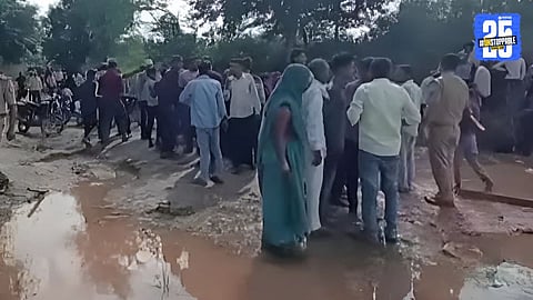 People gathered near the riverbank in Agra as police and locals carried out rescue operations after six youths drowned during Durga idol immersion.