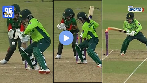 Pakistan’s Nashra Sandhu was dismissed in an unusual hit-wicket incident during the ICC Women’s World Cup 2025