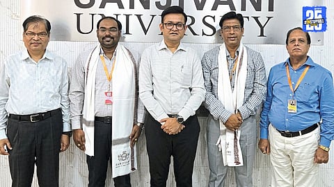 Professors from Sanjeevani College celebrating their global recognition as top researchers in the USA.