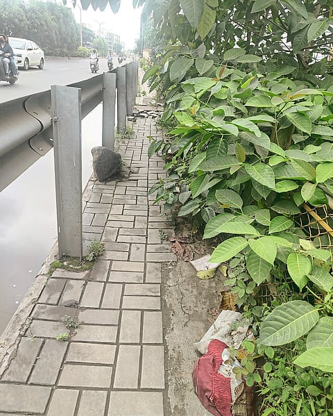 चिंचवड स्टेशनकडे जाणाऱ्या पदपथाची दुरवस्था