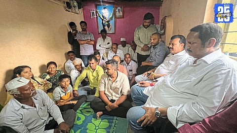 Udayanraje Bhosale interacting with the Chavan family in Sasapde during his condolence visit.