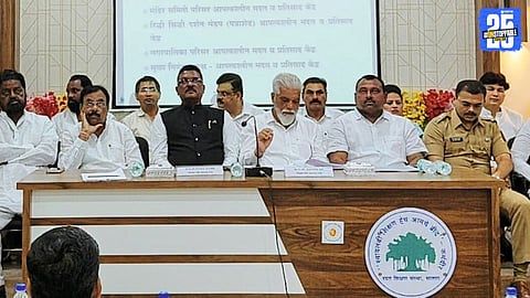 Education Minister Dada Bhuse addressing the Kartiki Wari planning meeting in Pandharpur.