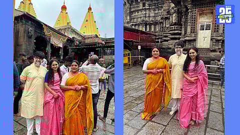 Visits Mahalaxmi Temple Nipun Dharmadhikari Kshitij Jog and Sajiri Joshi