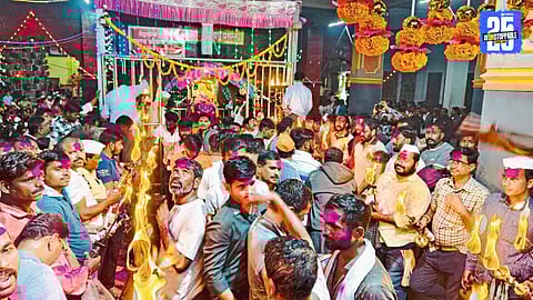 “Devotees throng Mhaswad for the grand Siddhanath–Jogeshwari wedding; temple town resonates with drums and devotion.”
