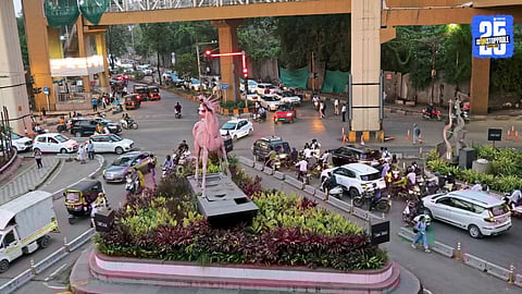 Traffic Chaos at Morwadi Chowk After Block Installation
