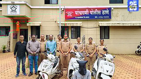 Panchgani Police team with the recovered bikes; thief arrested within 24 hours of the complaint.