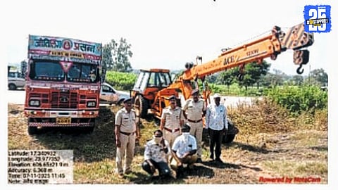Forest department seizes truck and crane used for illegal tree cutting in Yerfal; three accused booked.