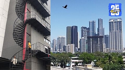 Emergency stairs on outside of buildings