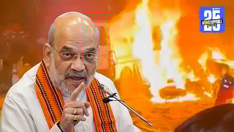 Home Minister Amit Shah arriving at Delhi’s Red Fort after the explosion to assess the situation and meet security officials.