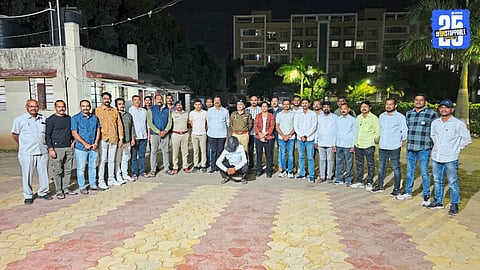 Padali murder case exposed: Police inspecting the spot where the burnt body was discovered.