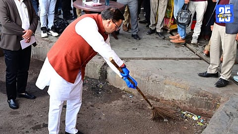 Uttarakhand CM Pushkar Singh Dhami personally cleans Dehradun ISBT and inspects facilities