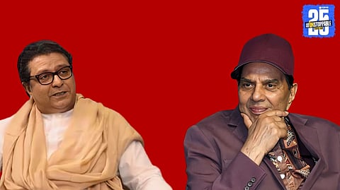 Raj Thackeray sharing a heartfelt tribute to Bollywood legend Dharmendra following his passing