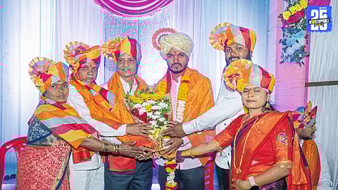 Officer Kishor Shinde receiving greetings as his emotional mother sheds tears of joy after his remarkable success