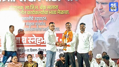 “MP Nitin Patil addressing workers in Patan; says development requires action, not speeches.”