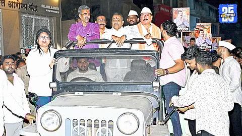 Karad city banner featuring Adv. Undalkar that fueled speculation of a Balasaheb Patil–Undalkar alliance in the upcoming municipal elections.