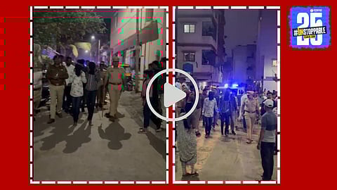 Pune Police parading the arrested cousins in Katraj after they vandalized multiple vehicles and attempted to flee.