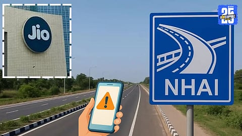 Mobile-based safety alert system launched under the NHAI–Jio partnership to enhance real-time highway safety for drivers.