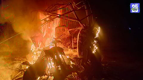 Severe Road Mishap in Bhigwan-Baramati; Tractor Torn Apart, Driver Dies in Blaze