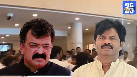 Security and officials inside the Maharashtra Vidhan Bhavan during the submission of the report on the clash between Awhad and Padalkar supporters.