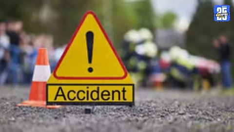 Police and locals gather at the spot after a fatal two-wheeler accident on the Solapur–Pune highway.