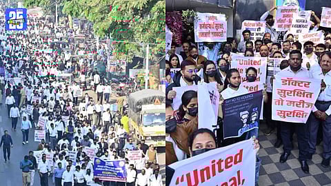 Doctors in Hadapsar Pune held a silent march protesting the Sahyadri Hospital attack
