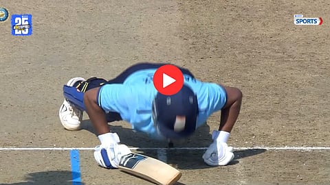 Sarfaraz Khan celebrates after his explosive 73-run knock in SAMT 2025.