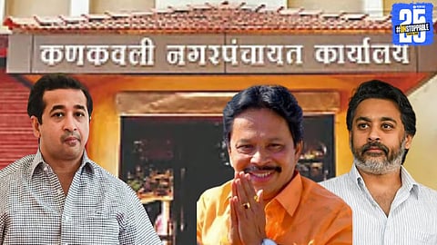 Sandesh Parkar celebrates victory after winning the Kankavli city president post, marking a significant political setback for Nitesh Rane.