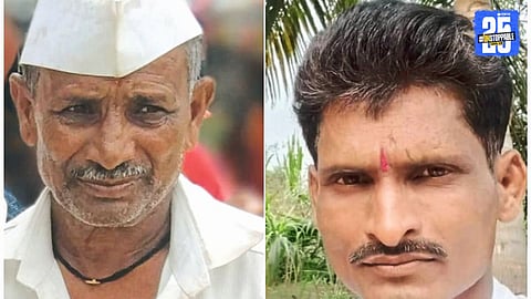 The damaged two-wheeler at the accident spot on Tembhurni–Karmala road after the fatal pickup collision.