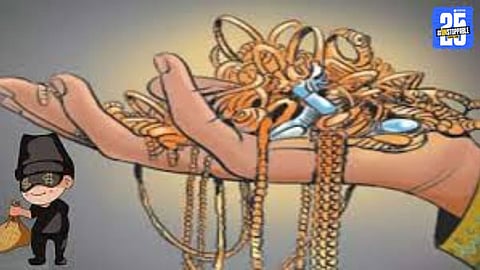 Police inspecting the house after a shocking night robbery in Pathardi taluka.