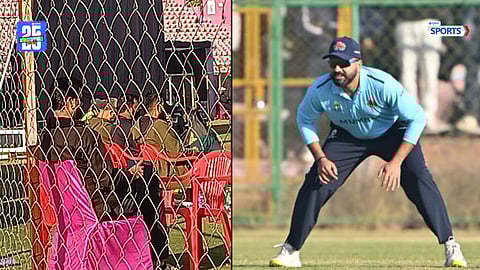 National selector RP Singh watches Rohit Sharma during the Mumbai vs Sikkim Vijay Hazare Trophy match in Jaipur