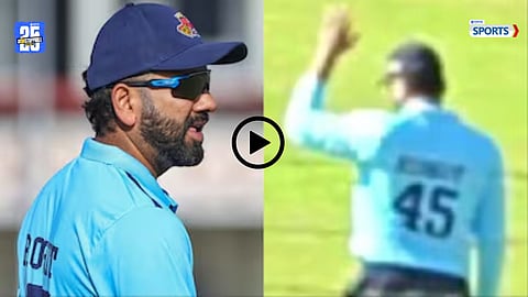 Rohit Sharma smiles after a fan’s ‘Vada Pav khaoge?’ question during Mumbai’s Vijay Hazare Trophy match.