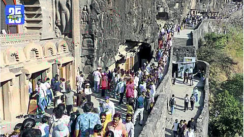 Ajanta Caves tourist rush holiday season