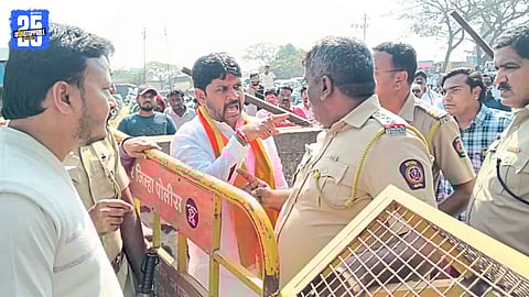 Former MLA Rajiv Awale and Police Inspector