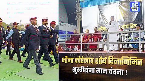 Mahar Regiment soldiers paying tribute to Bhima Koregaon martyrs at Deekshabhoomi in Nagpur.