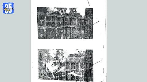 Documents and photographs submitted for temple beautification works under government scheme.