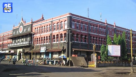 Candidates and party workers outside the election office during withdrawal day in Kolhapur.
