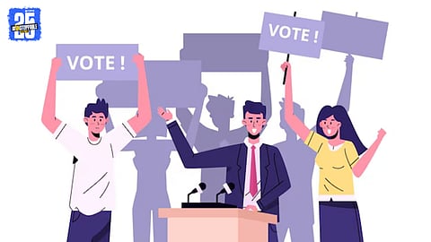 Candidates campaigning in Sangli wards through rickshaw rallies and door-to-door voter interactions.