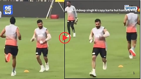 Virat Kohli mimics Arshdeep Singh during India’s practice session at vadodara 