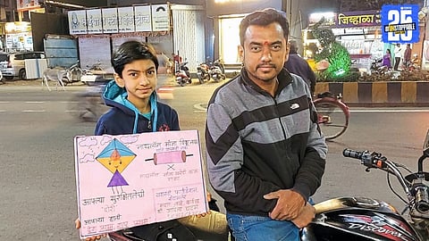 Father and daughter spreading awareness against nylon manja to prevent accidents and save lives.