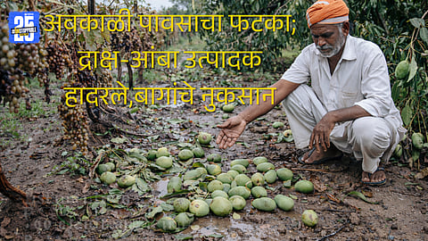 Unseasonal rain showers flood roads and damage grape and mango orchards in Jat taluka.