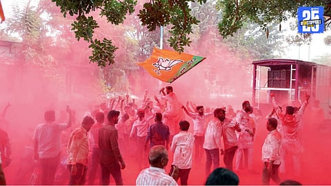 bjp party celebration municipal election winner