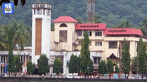 Election officials briefing the media on measures to curb money misuse during Zilla Parishad and Panchayat Samiti elections in Sawantwadi.