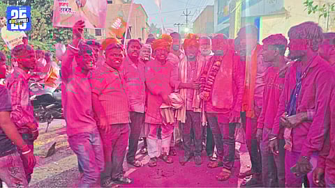 NCP (Ajit Pawar group) supporters celebrate after securing major wins in Miraj municipal elections.