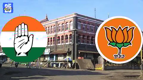 Election officials during vote counting for Kolhapur Municipal Corporation polls.